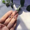 Pendientes de plata de ley S925 con forma de corazón de melocotón y diamantes huecos coreanos.
