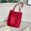Bolsa tote de lona branca WJ7201, cor sólida, bolso frontal, bolsa de ombro artística, bolsa de grande capacidade para estudantes