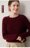 Nuevo Otoño/Invierno 100% Cachemir para Mujer Cuello Redondo Manga Larga Tejido de Punto Trenzado Versátil para el Trabajo Holgado Adelgazante Top Base