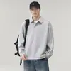 Moletom tipo polo de duas peças falsas da moda estilo americano para homens, novo top camiseta de manga longa resistente para primavera e outono de 2026