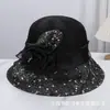 Nuevo Estilo Primavera y Verano Red de Malla con Lentejuelas de Organza Estilo Retro para Mujer, Sombrero de Sol de Moda y Versátil para Protección Solar, Ligero y Transpirable