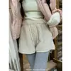 Colarinho de Manhã [Tecido de Guangzhou] Shorts Femininos Petite Novo Inverno Cintura Alta Preto Quente Solto Pelúcia Quente