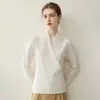 Suéter de cachemira pura para mujer, nuevo estilo otoño e invierno, corte holgado, adelgazante, cuello en V cruzado, tejido, cálido, negro