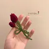 Grampo de cabelo com fivela de sapo e torção, grampo de cabelo com uma palavra, para trás, cabeça, disco de tulipa, grampo de cabelo, grande, grampo de tubarão, flor flocada