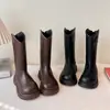 Botas Altas de Moda para Niñas con Forro de Polar 2025 Otoño e Invierno Nuevas Botas Infantiles Elegantes Cálidas de Caña Alta para Niños Mayores