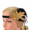 Adorno de cabeça novo estilo indiano acessórios de cabelo de pena preta retrô faixa de cabelo para performance de palco baile de máscaras modelo passarela