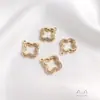 Pendente de Estrela de Cinco Pontas, Coração, Trevo de Quatro Folhas, Triângulo Geométrico, Redondo, Banhado a Ouro 14K com Zircônia Incrustada, Pendente DIY, Brincos