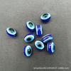 Olhos de peixe ovais, contas de listras azuis, contas de olho de 6 mm, pulseira de contas, acessórios de joias faça você mesmo, atacado