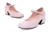 Zapatos de Tacón Medio Comercio Exterior Tacón Grueso Boca Baja Zapatos 43 Correa de Viaje Simple Zapatos de Cabeza Cuadrada Generación 40 talla extra Blanco Amarillo Azul
