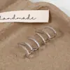 Pendientes de Botón de Circonita de Tres Filas Estilo Retro Francés de Lujo Ligero de Gama Alta Exquisitos de Moda Elegantes Versátiles de Nicho con Temperamento para Mujer
