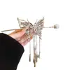 Horquilla de Pelo con Borla de Mariposa Incrustada de Diamantes Estilo Chino Popular en Internet Moda Versátil Tiburón Súper Hada Elegante Brillante Horquilla de Pelo Accesorios para el Cabello Tendencia