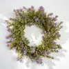 Guirlanda artificial de lavanda flocada, adequada para pendurar em portas, janelas ou como peça decorativa para festas e casamentos; Disponível em várias cores