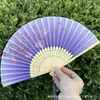 Leque Dobrável Estilo Antigo Transfronteiriço para o Verão, Estilo Chinês, Hanfu, Cheongsam, Leque Pequeno Dobrável de Bambu Portátil para Mulheres