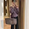 Suéter Morado Chic Estilo Francés con Cuello Halter Suave para Mujer, Top Grueso de Punto Holgado para Otoño e Invierno