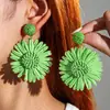 Joyería de Estilo Europeo y Americano, Pendientes de Girasol de Rafia Hechos a Mano, Pendientes Grandes Exagerados de Flor, Joyería de Estilo Festivo al por Mayor