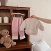 Traje de niña, ropa de otoño e invierno, forro polar grueso, ropa para niños, ropa de bebé de estilo occidental, suéter coreano de invierno para niña, conjunto de dos piezas
