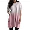 Amazon 2023 Verano para Mujer Tie-dye Color Contraste Cuello Redondo Media Longitud Casual Moda Manga Corta Vestido Media Longitud
