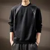 Moletom Pesado Americano Retro de Alta Qualidade para Homens, Nova Moda Outono Marca Cor Blocada Solto Casual Gola Redonda Manga Longa Camiseta para Homens