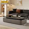 Mesa de Centro de Doble Capa para Uso Doméstico, Rectangular con Cajones para Almacenamiento, Lujo Ligero, Moderna y Sencilla, Adecuada para Apartamentos Pequeños, Mesa de Centro de Madera Maciza Completamente Ensamblada