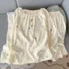 2025 Nuevo Estilo Popular de Verano Algodón Nube Dibujos Animados Casual Lindo Cuello Redondo Manga Larga Conjunto de Dos Piezas Ropa de Casa para Mujer