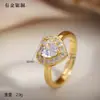 Anéis de Zircônia Mais Vendidos na Europa e América, Estilo Levemente Luxuoso, Sensação de Alta Qualidade, Anel Aberto Feminino, Anel em Forma de Coração