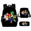 Mochila de Liberación Rápida Transfronteriza de Dibujos Animados de Mario para Estudiantes de Primaria y Secundaria Bolsa Escolar de Tres Piezas Mochila Bolso de Hombro Estuche para Lápices Venta al por Mayor