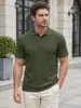 Camisa Polo de Verano para Hombre con Rayas Verticales Texturizadas y Cuello Campana, Transpirable, Holgada, de Secado Rápido, Manga Corta Casual, Transfronteriza de Amazon