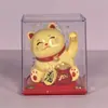 Gato de la Fortuna Solar de 2.2 pulgadas Luz Energía Gato de la Fortuna Decoración de Pastel de Horneado Adorno de Coche Frontal de Caja Registradora
