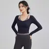 Roupas de Yoga para Mulheres, Falso Conjunto de Duas Peças com Alças, Decote V Elástico, Tops Esportivos de Corrida de Manga Longa Ajustados, Roupas de Pilates Fitness