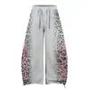 Pantalones Anchos de Pierna Curva con Estampado de Leopardo Degradado Tie-Dye para Hombre, Diseño Holgado de Moda Hip-Hop de Largo Hasta el Suelo, Pantalones Casuales