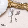 Manicura de Celebridad de Internet Cadena de Borlas Corazón de Durazno Torcido Joyería de Aleación Nuevo Colgante de Estrella Cadena Plateada Accesorios de Diamantes para Uñas