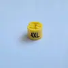 Amarillo negro texto tamaño hebilla código de letra tamaño etiqueta tienda de ropa etiqueta de ropa colgador de plástico anillo de tamaño redondo