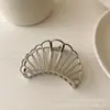 Presilha de Metal Grande Prateada para Cabelos Grossos, Presilha Garra Geométrica, Acessório de Cabelo, Presilha Tubarão Estilo Coreano