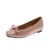 Zapatos Cuadrados de Ballet Francés para Mujer Modelo Nuevo 2026 Zapatos Planos Mary Jane con Lazo Zapatos Pequeños de Cuero Retro