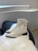 Botines de Punta Fina Estilo Francés First Encounter para Mujer, Nueva Colección Otoño/Invierno 2026, Tacón Grueso, Botas Elásticas Adelgazantes, Tacón Medio Plateado