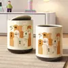 Nuevo Cubo de Basura Estilo Chino Sala de Estar Dormitorio Alto Valor de Color Cubo de Basura Grande Gran Capacidad Baño Cubo Sanitario de Doble Capa con Tapa