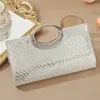 Bolso de Mano Clutch Grande Retro Europeo y Americano, Bolso de Cena Nupcial de Alta Gama con Textura y Incrustaciones de Diamantes, Bolso Cuadrado Pequeño de Moda para Fiesta