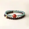 Pulsera de Sándalo Rojo Indio Natural Pulsera de Jade Azul Montaña Mitad Agua Mitad Pulsera de Jade Hetian Cuentas de la Suerte Atracción Turística Venta al por Mayor