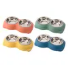 Nuevo tazón para perro tazón para gato tazón para mascota de acero inoxidable oso dos doble tazón tazón de comida para perro tazón de comida para gato plato de perro de plástico