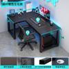 Mesa de Esquina Mesa de Juego Doble E-sports Mesa de Computadora en Forma de L para Dormitorio Mesa de Empresa Combinación de Mesa y Silla