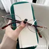 Óculos de Fio Dourado Tartaruga Ultraleves com Armações Ovais para Mulheres com Miopia Podem Ser Equipados com Armações Especiais para Olhos para Rostos Pequenos com Alturas Elevadas e Rostos Lisos