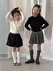 WC263 Calcetines Nuevos de Otoño para Niñas, Color Vintage, Estilo Coreano, Encaje con Múltiples Nudos, Calcetines de Media Pantorrilla para Niños