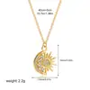 Fábrica Fuente de Joyería Transfronteriza Europea y Americana Acero Inoxidable Personalizado Estrella Luna Circonita Collar Horno de Vacío Oro 18K