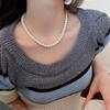 Collar de perlas de colores apiladas largas, de lujo, ligero, estilo francés, cadena de clavícula elegante y sencilla, collar retro de alta calidad para mujer