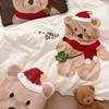 Algodón Cepillado Otoño e Invierno Estampado de Oso de Dibujos Animados Juego de Cuatro Piezas de Ropa de Cama Cálida para Niños de Jardín de Infancia Dormitorio Cubre Edredón