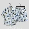 Camisa estilo hawaiano para hombre ins verano holgada manga corta traje de shorts moderno guapo playa floral ropa de pareja