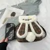 Mochila Infantil Inverno Nova Coelho Fofo Casual Pequena Mochila Família Tendência Xadrez Multiuso Bolsa Transversal