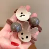 Diadema de Oso Coreano Lindo con Cara Sonriente Cuerda Gruesa de Pelo de Alta Elasticidad para Niña Goma Elástica Diadema Accesorios para el Cabello