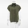 Camisa Casual de Moda Retro Verde Europea y Americana para Mujer 2026 Primavera/Verano Nueva Blusa sin Mangas Personalizada Transfronteriza Ropa para Mujer
