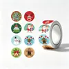 500 pegatinas de rollo de Navidad, pegatinas redondas de sellado de dibujos animados, pegatinas decorativas para bolsa de embalaje de caja de regalo, repostería